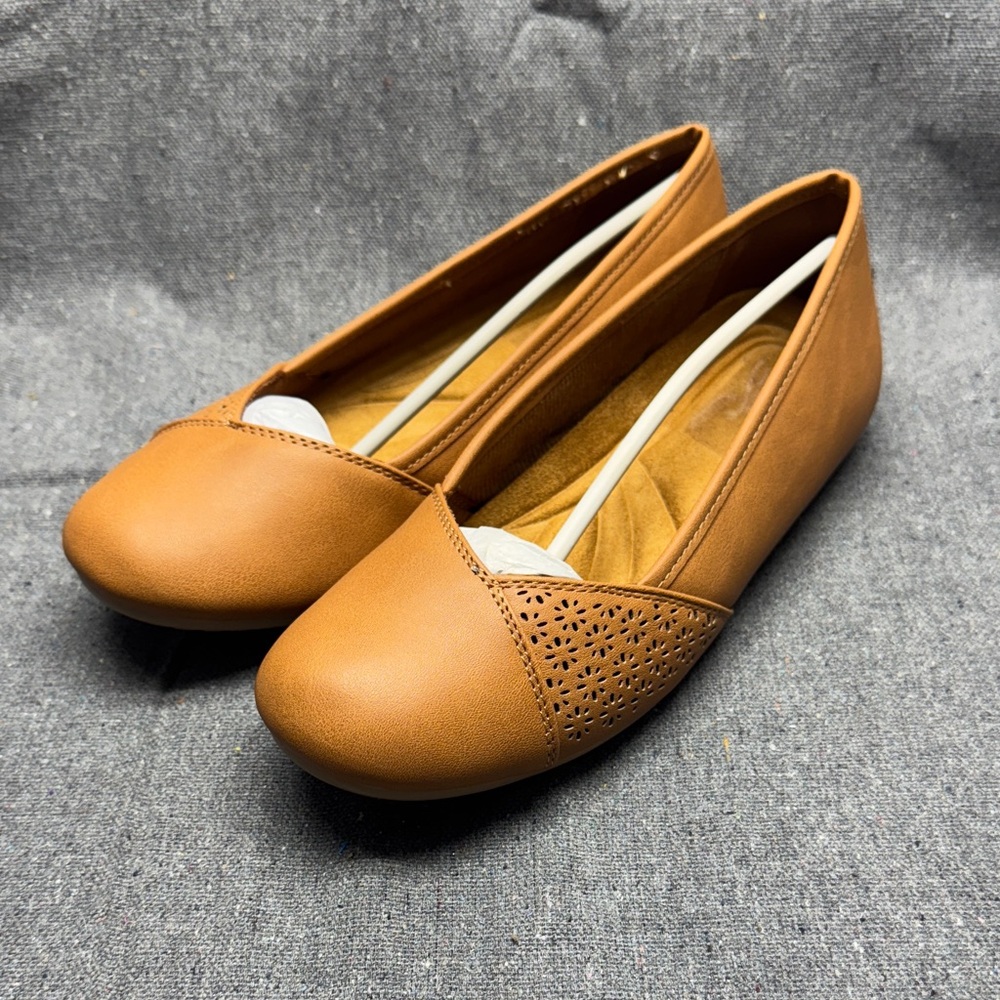 Easy Street Tan Women's Flats with Cutout Design